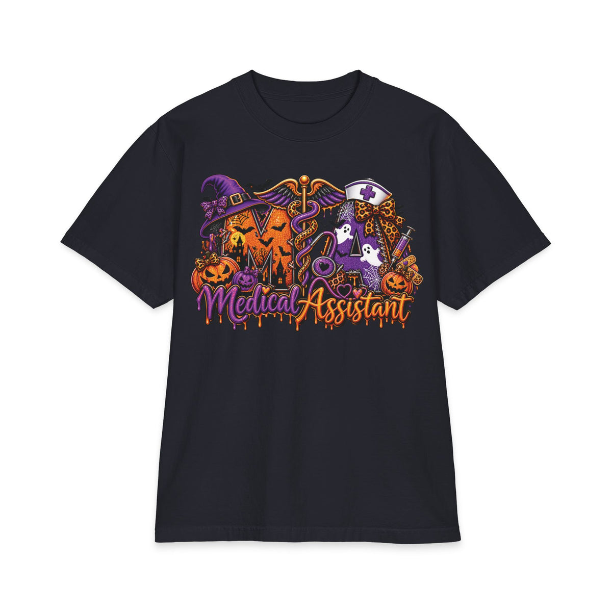 Halloween Medical Assistant T-Shirt | Witch Pumpkin Caduceus Nursing Tee