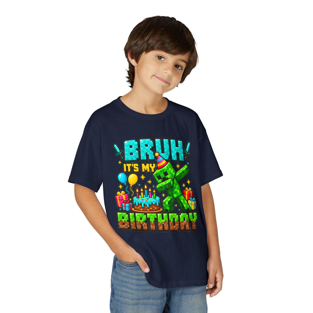 Bruh It’s My Birthday Youth T-Shirt – Pixel Gaming Birthday Shirt