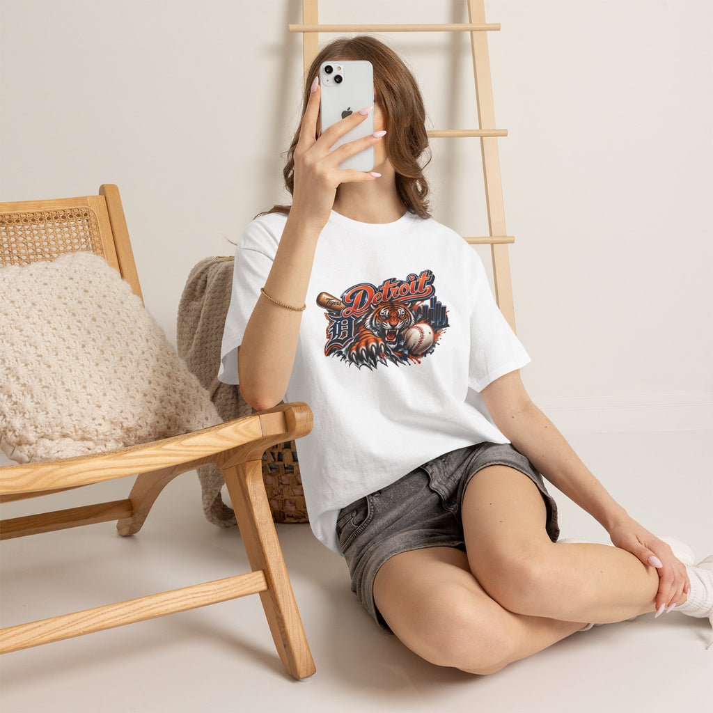 Detroit Tiger Baseball T-Shirt | Detroit skyline, claw marks