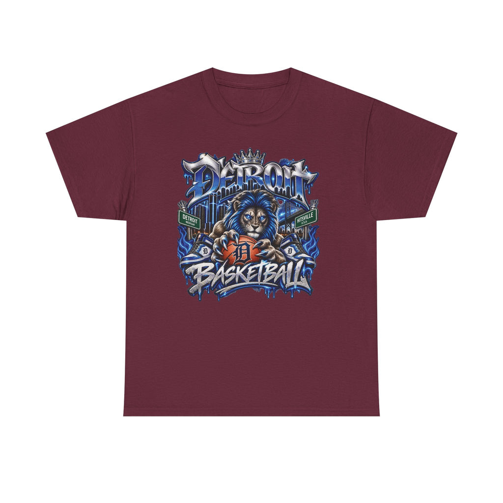 Detroit Basketball Lion Graphic Tee | City Streetball Detroit D Logo
