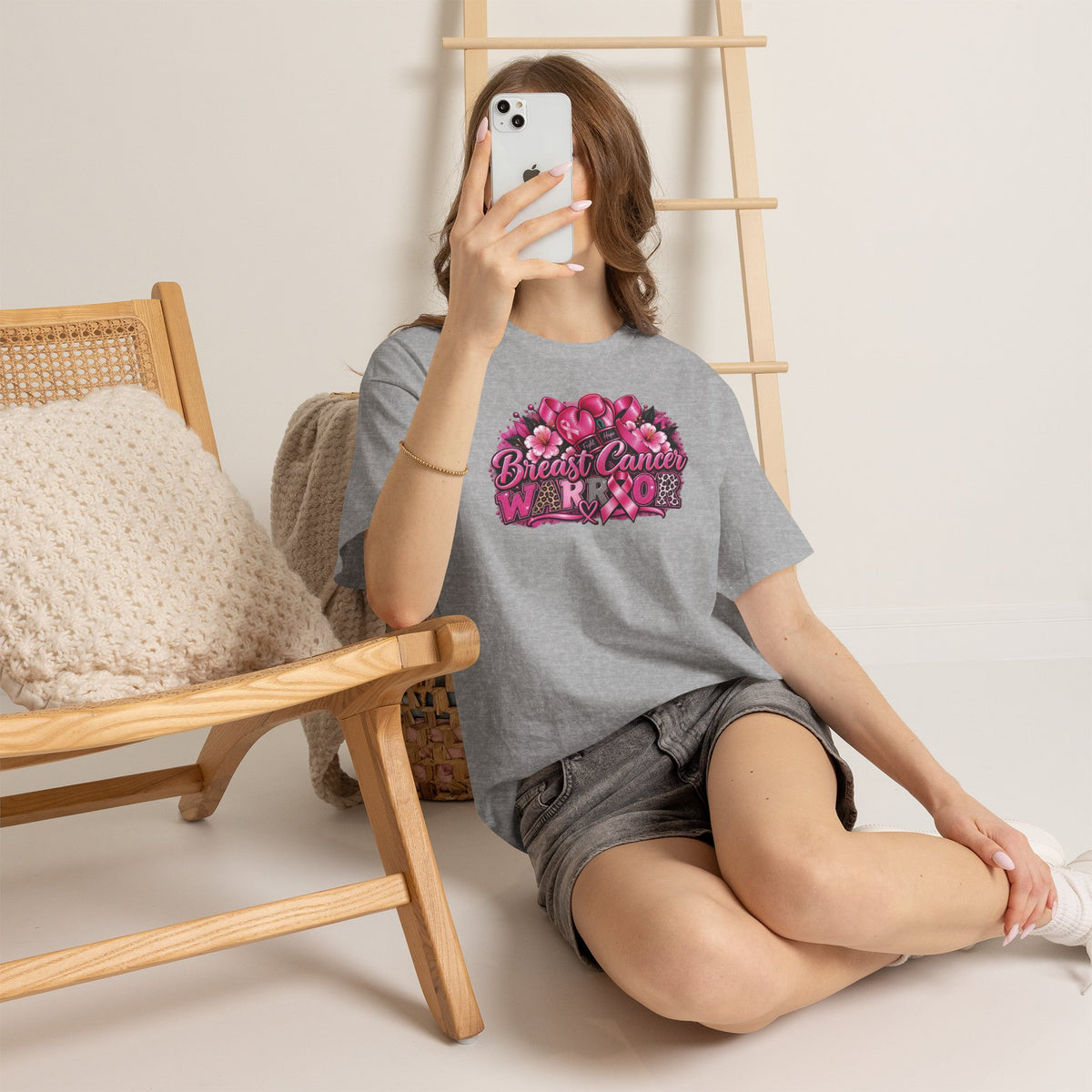 Breast Cancer Ribbon Floral Tee | Awareness Pink Ribbon Shirt