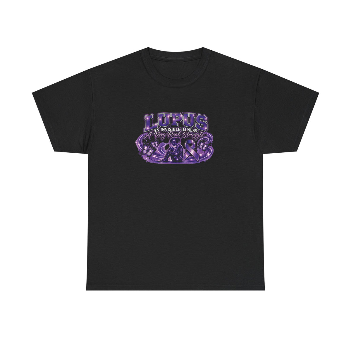 Lupus Awareness Ribbon and Stars Tee | Purple Lupus Support Shirt