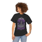 Grim Reaper Skull with Purple Flames T-Shirt | Gothic Death Quote Tee