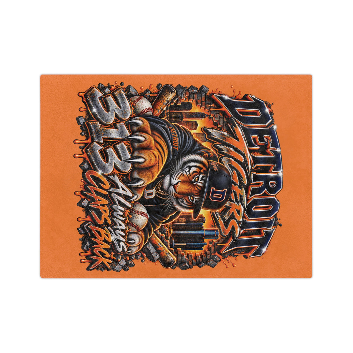 Detroit Tigers Tiger Mascot Blanket | 313 Always Claps Back Velveteen Microfiber