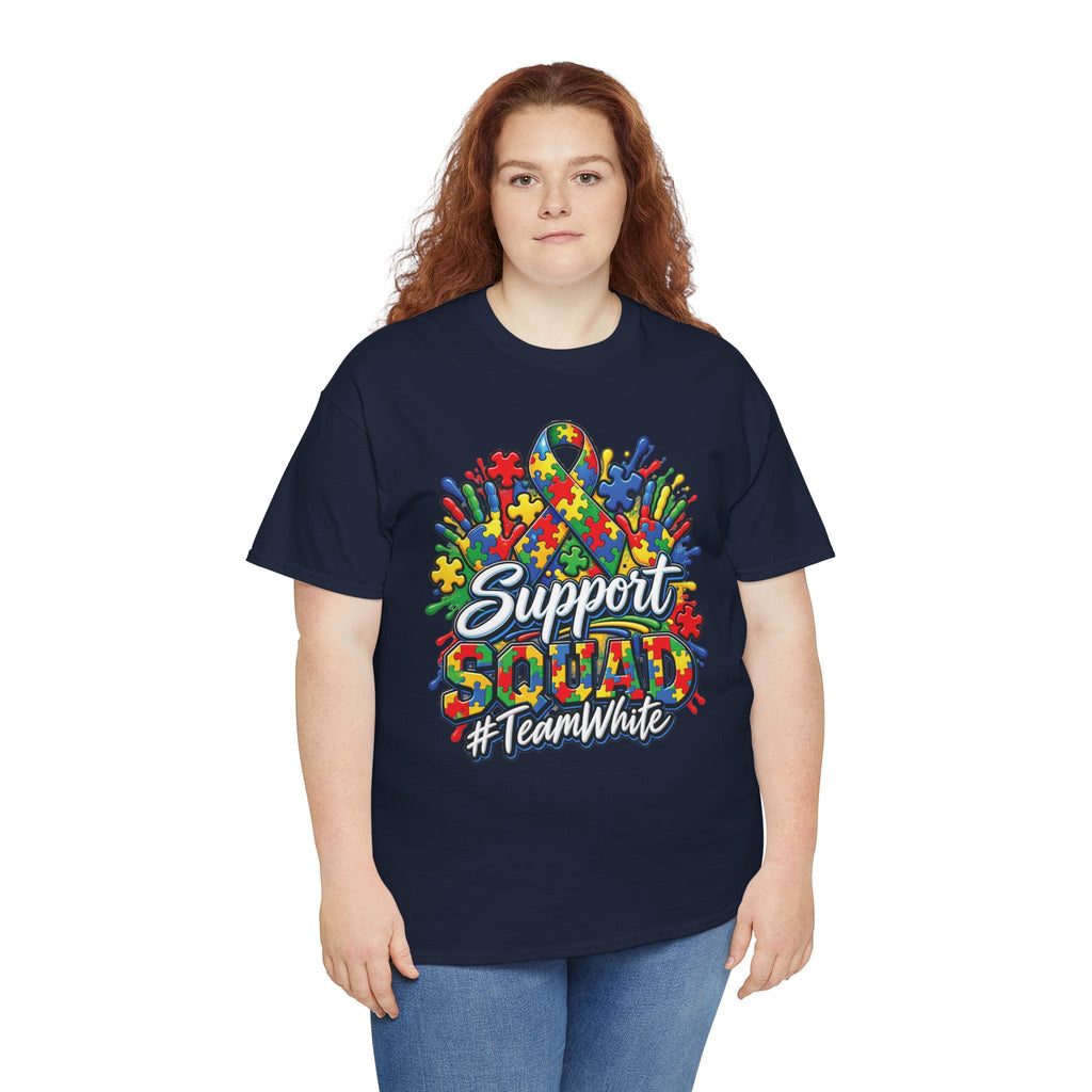 Support Squad T-Shirt | Autism Awareness Ribbon, Puzzle Heart Design