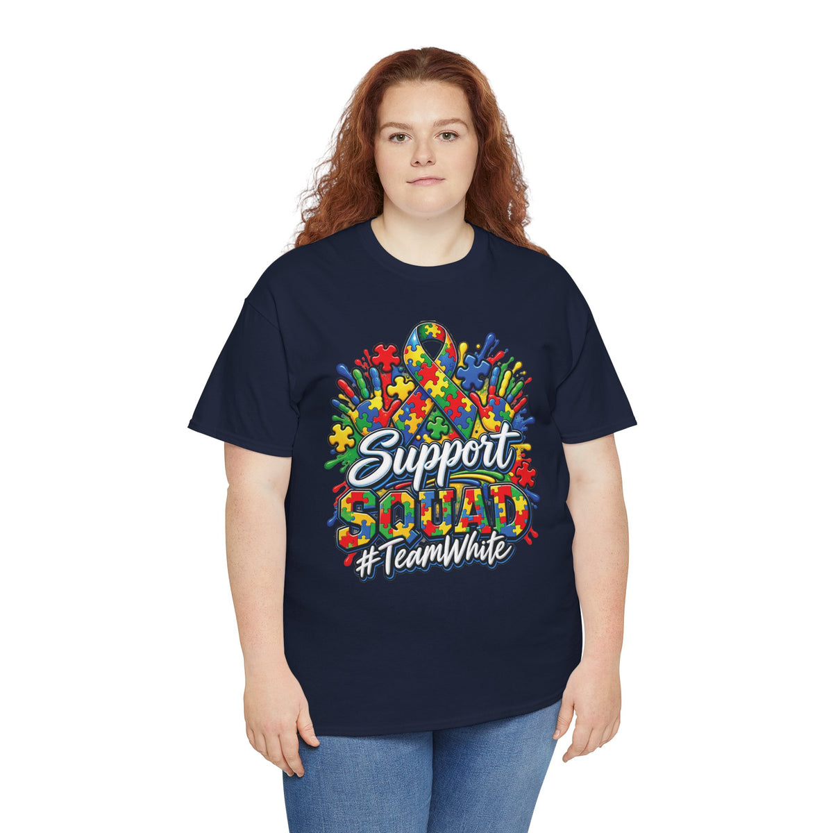 Support Squad T-Shirt | Autism Awareness Ribbon, Puzzle Heart Design