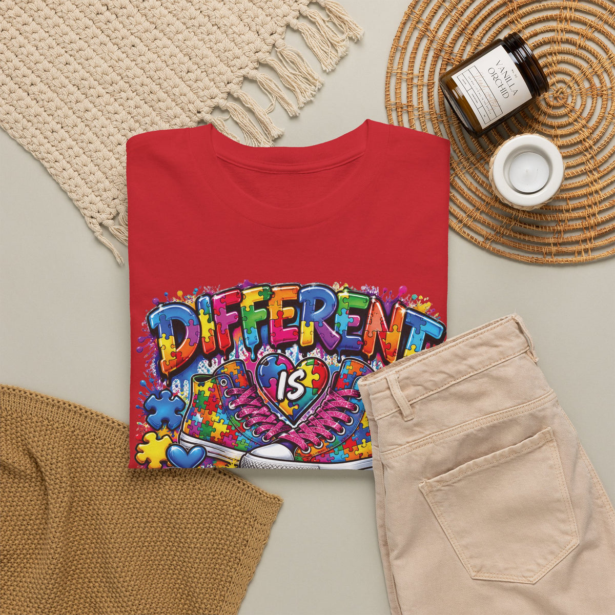 Different Is Beautiful T-Shirt | Colorful Rainbow Heart Typography