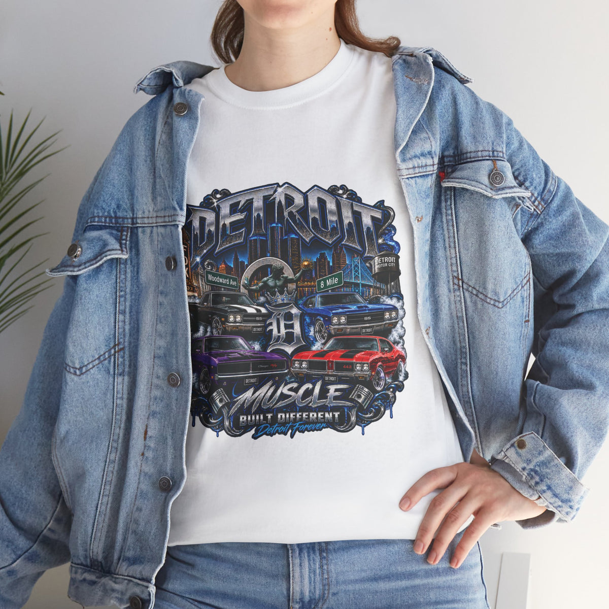 Detroit Muscle Car Tee | Vintage Hot Rod Illustration, Garage Scene