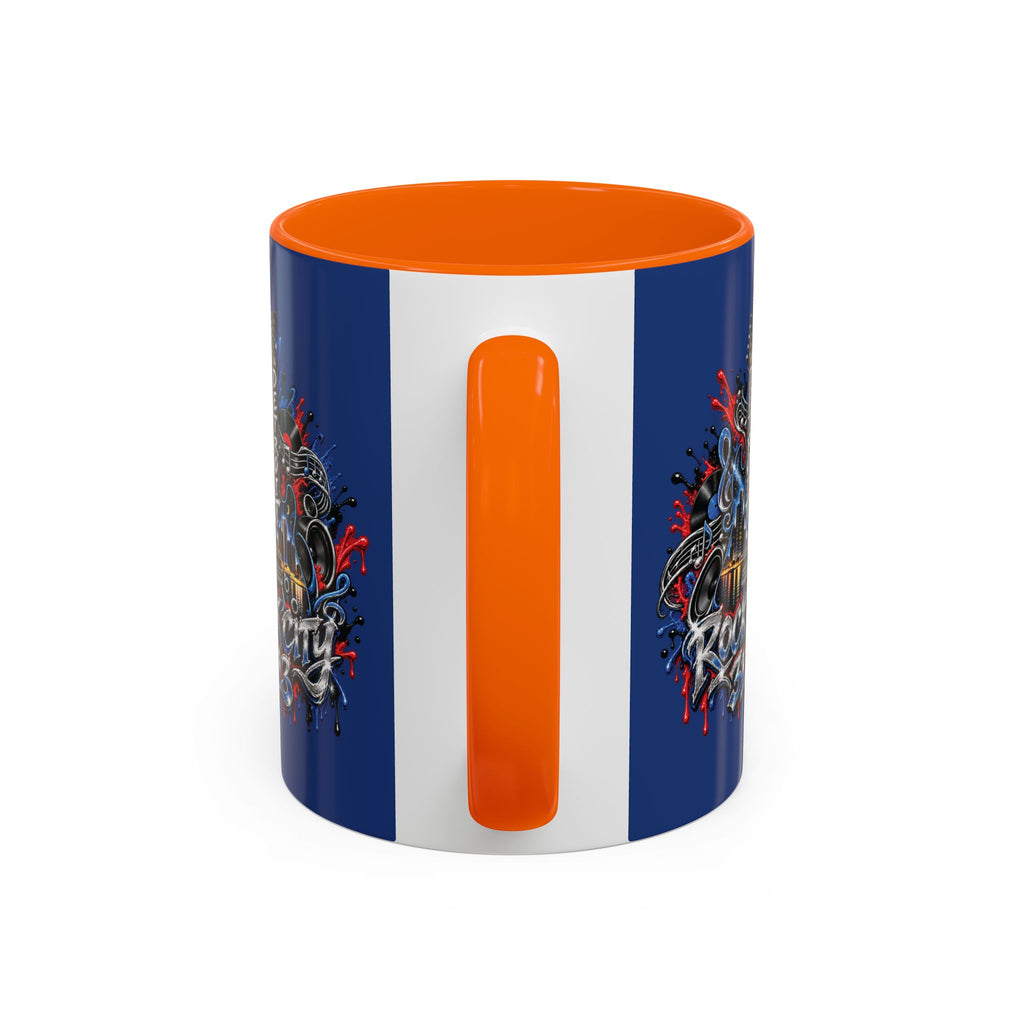 Detroit Rock City 313 Blue Accent Mug | Cityscape Guitar Graffiti Design