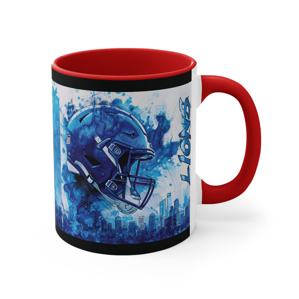 Blue Football Helmet Lions Mug | 11oz Accent Ceramic Mug