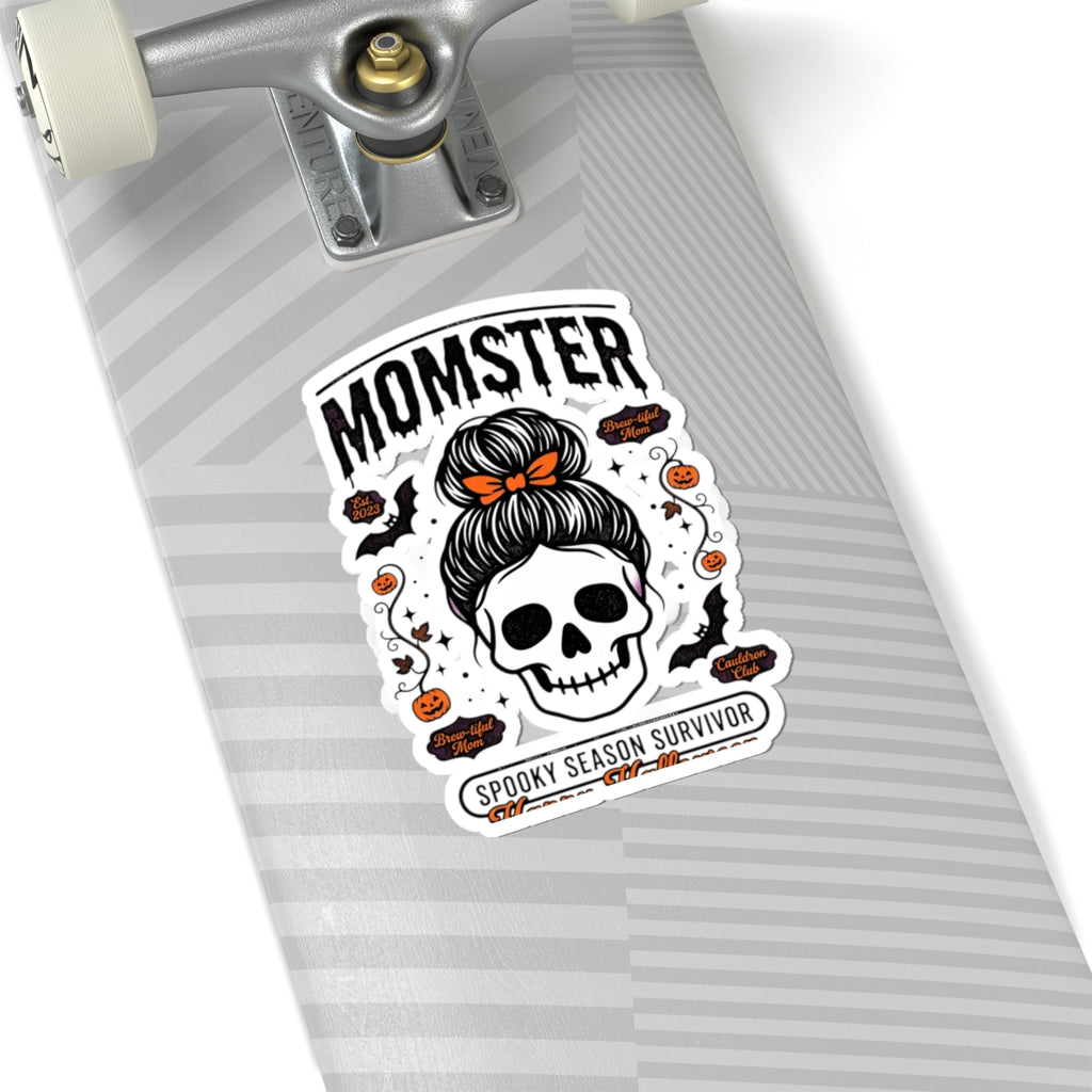 Momster Skull Hair Bun Sticker | Halloween Kiss-Cut Sticker