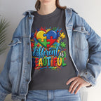 Different Is Beautiful Autism Puzzle Heart T-Shirt | Neurodiversity Awareness Tee