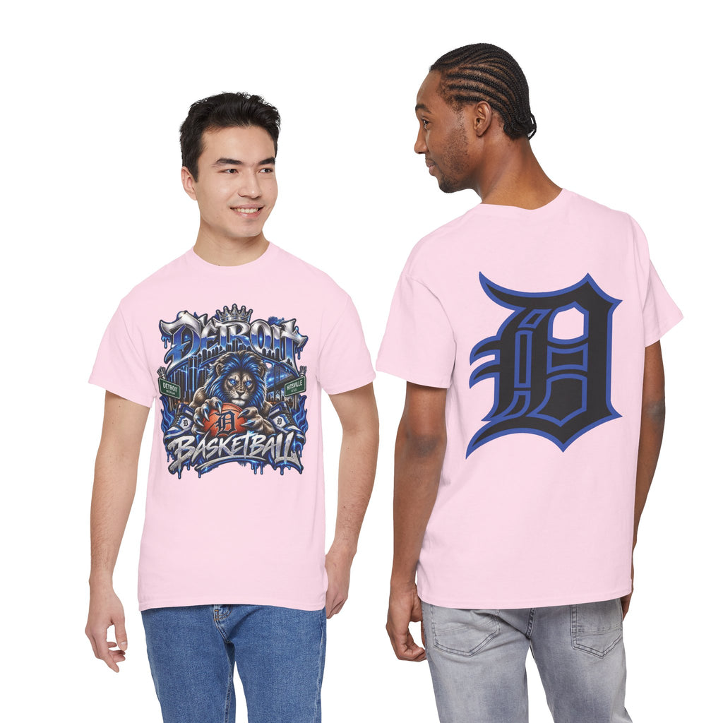 Detroit Basketball Lion Graphic Tee | Motor City D Old English Logo