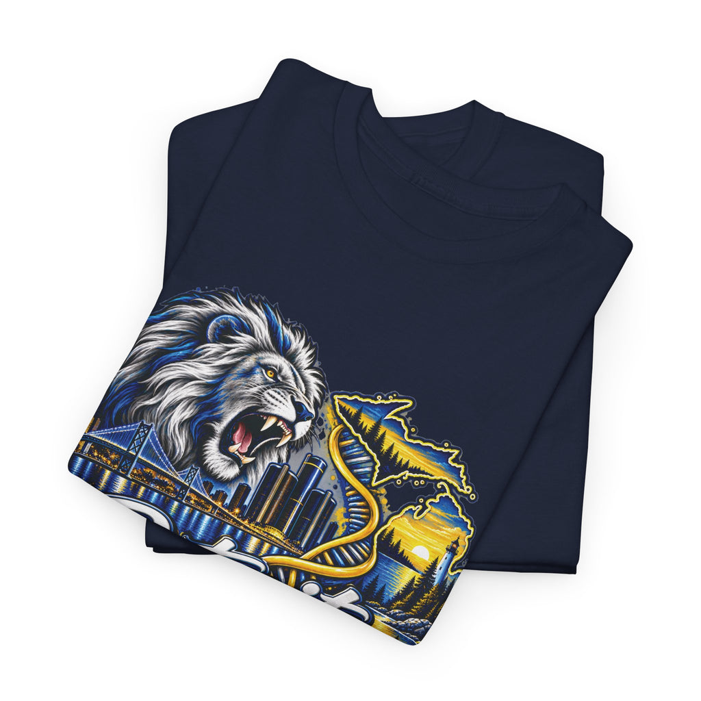 Detroit Michigan Lion Cityscape Graphic T-Shirt