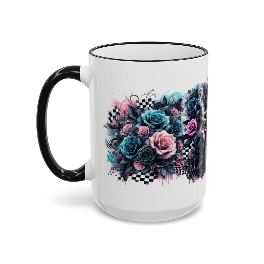 Sugar Skull Girl mug | Accent Rim & Handle ceramic mug