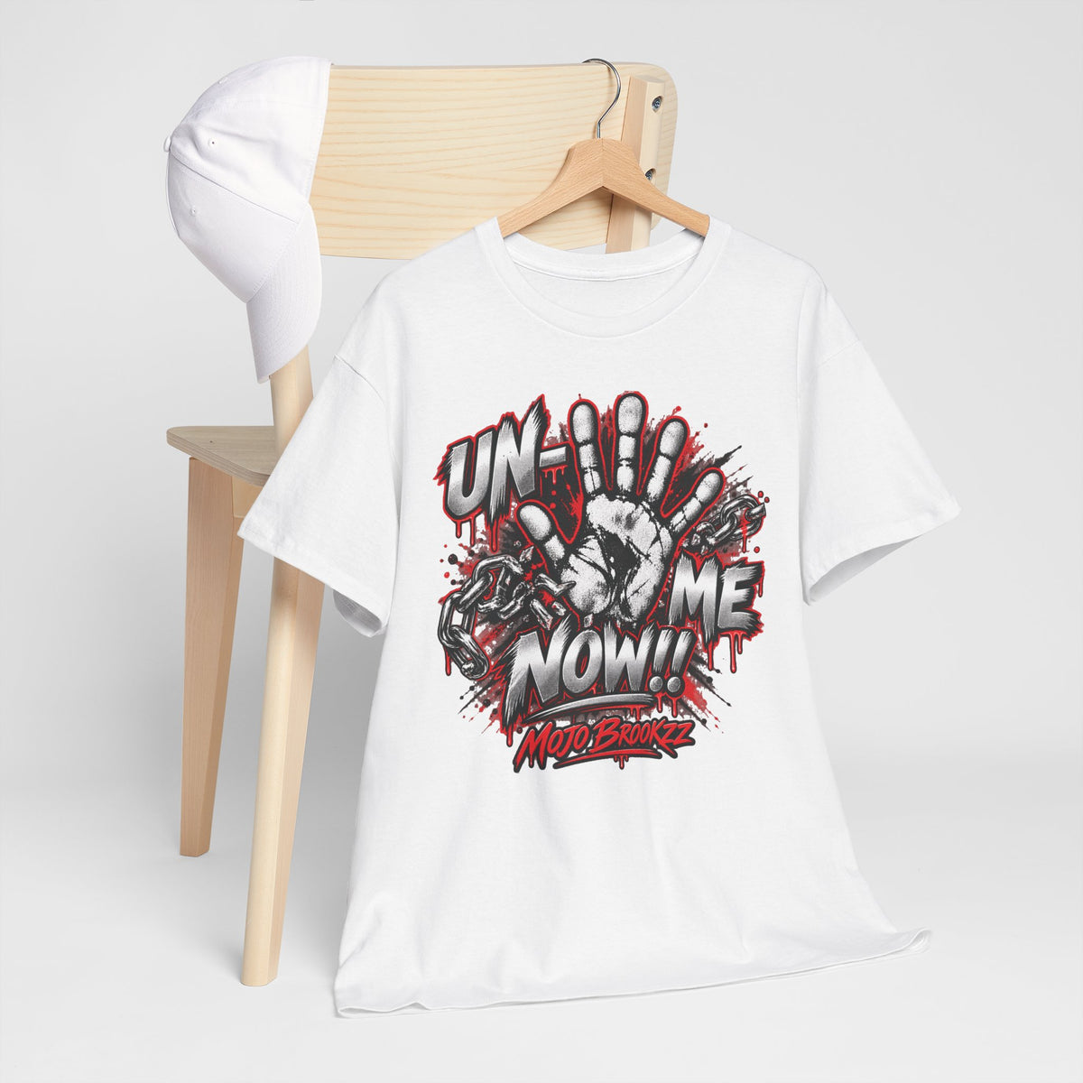 Unmute Me Now graphic tee | handprint, graffiti horror text