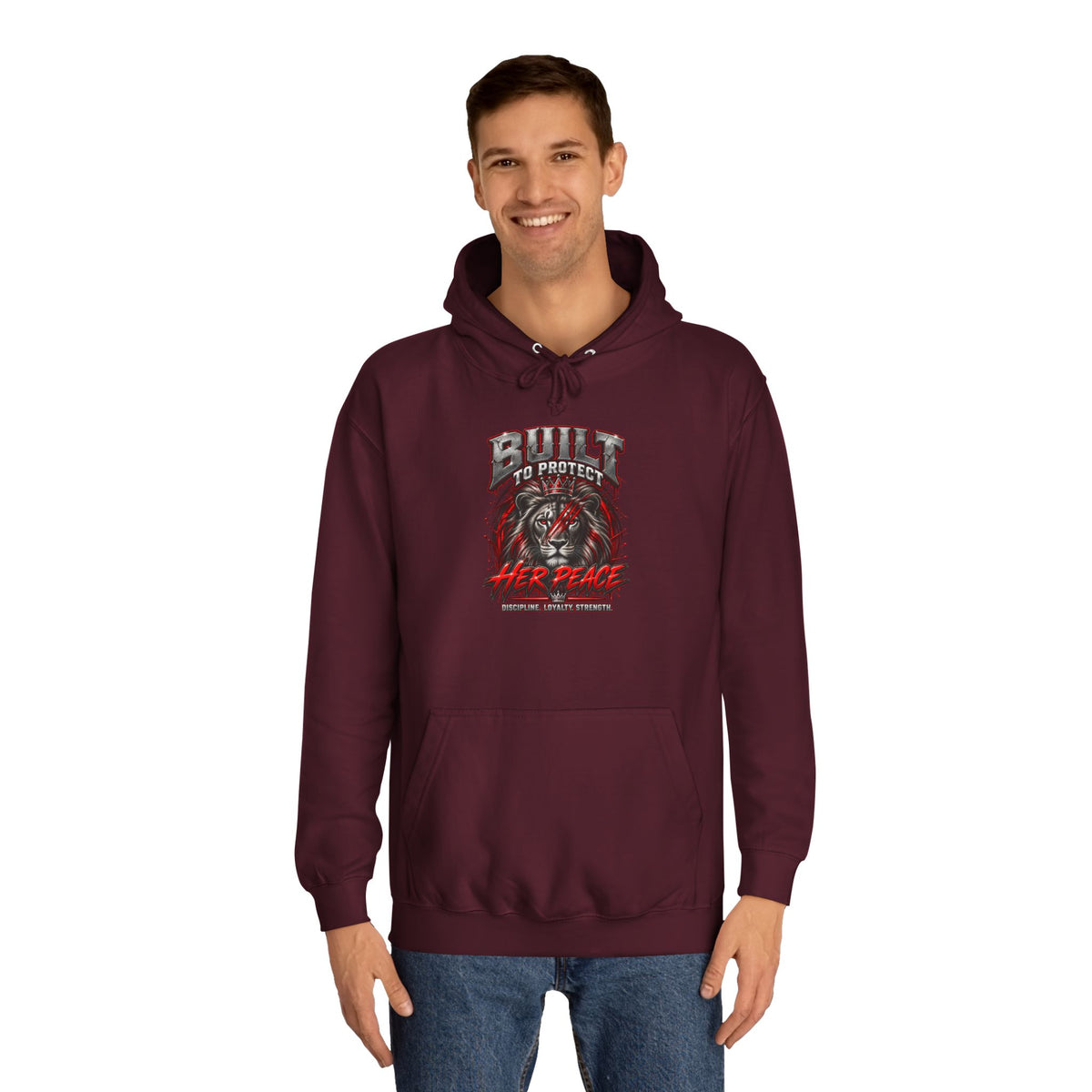 Built to Protect her Peace Couples College Hoodie