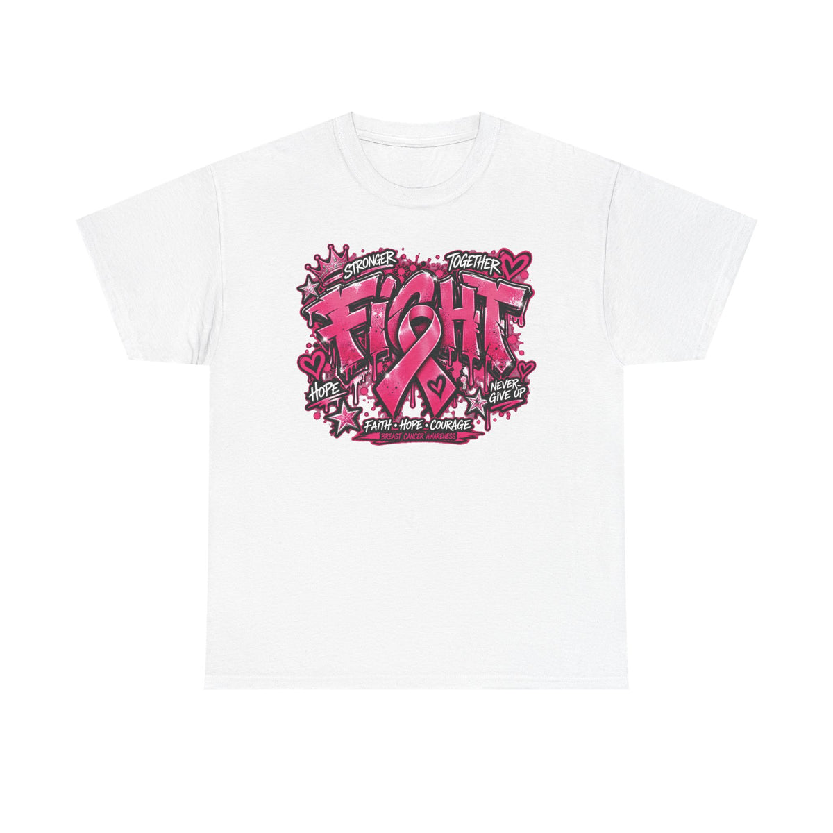 Fight Pink Ribbon T-Shirt | Breast Cancer Awareness, Graffiti Heart Design