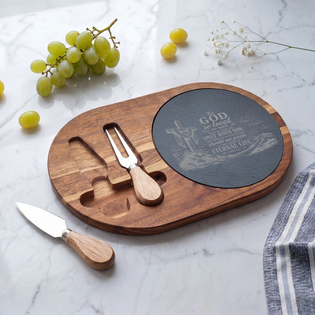 Christian Scripture Engraved Charcuterie Board | Cheese Set