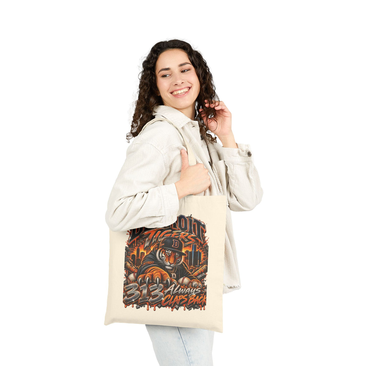 Detroit Tigers Graphic Tote Bag | Baseball Logo, Urban Vintage Illustration