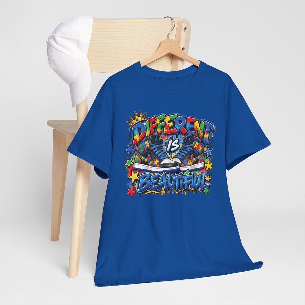 Different Is Beautiful Autism T-Shirt | Colorful Graffiti Typography