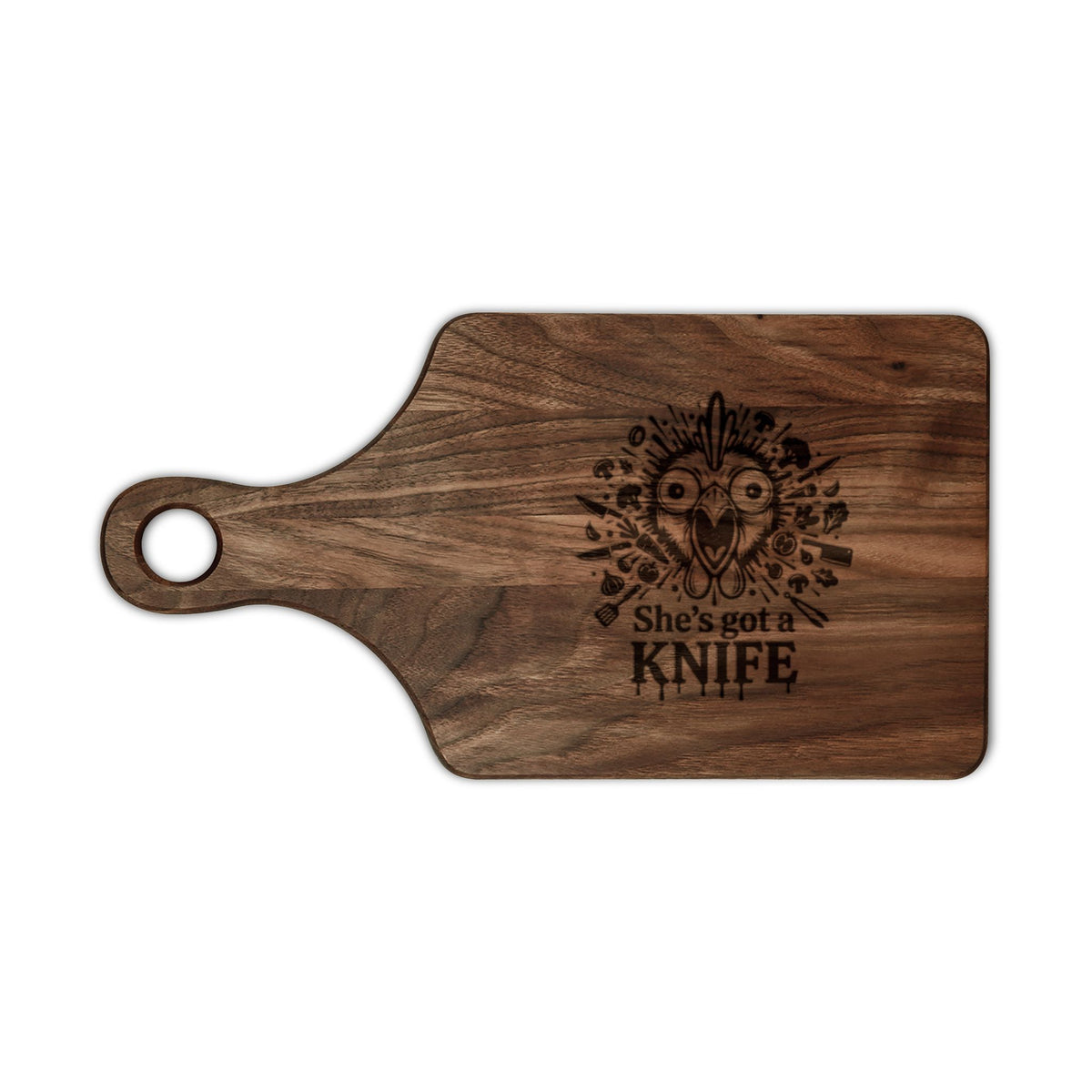 She's Got a Knife wooden cutting board | Engraved kitchen decor