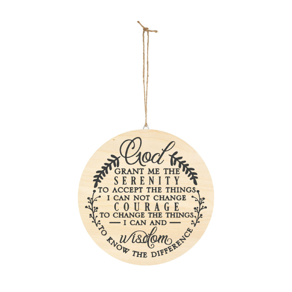 Serenity Prayer Round Wood Sign | Spiritual Wall Decor