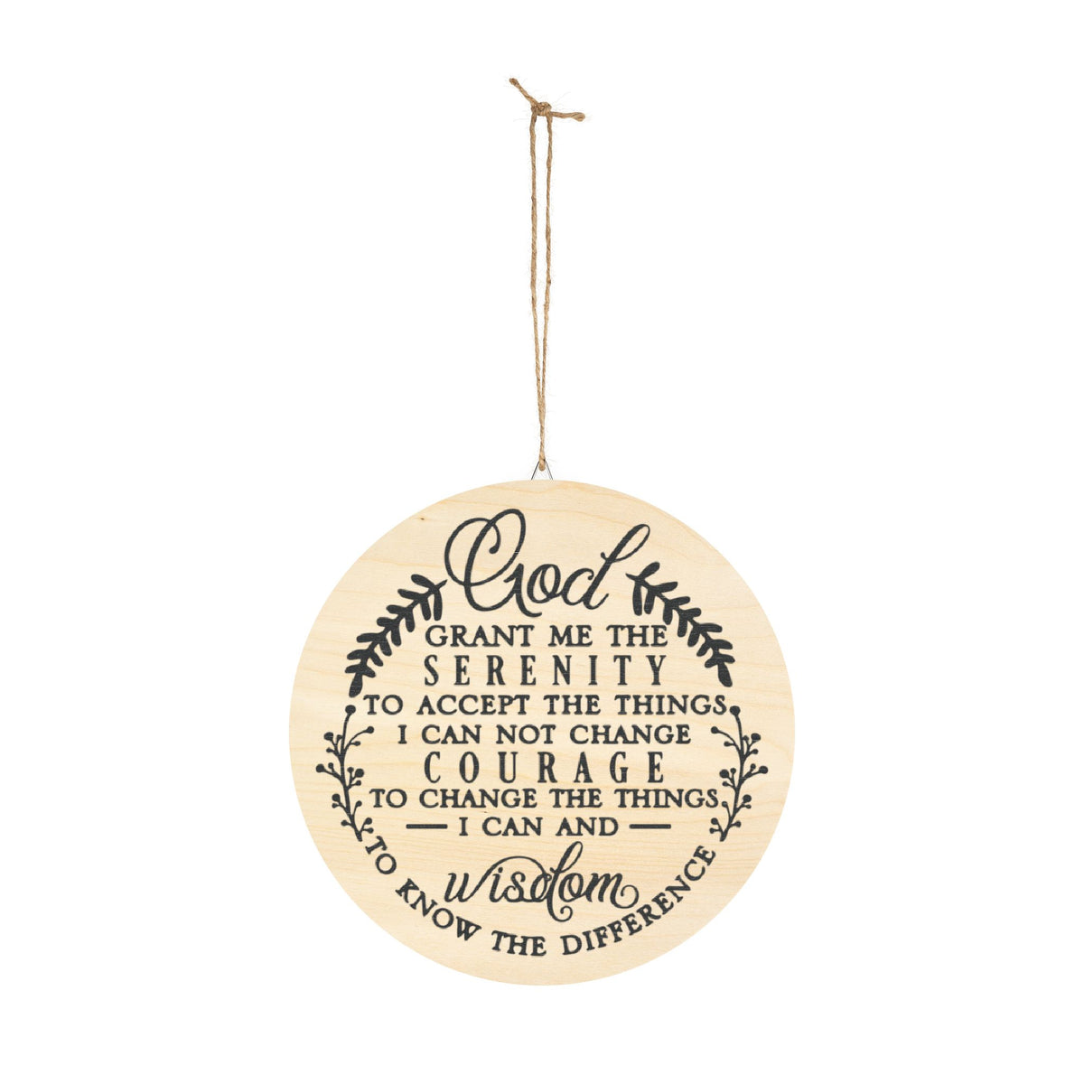 Serenity Prayer Round Wood Sign | Spiritual Wall Decor