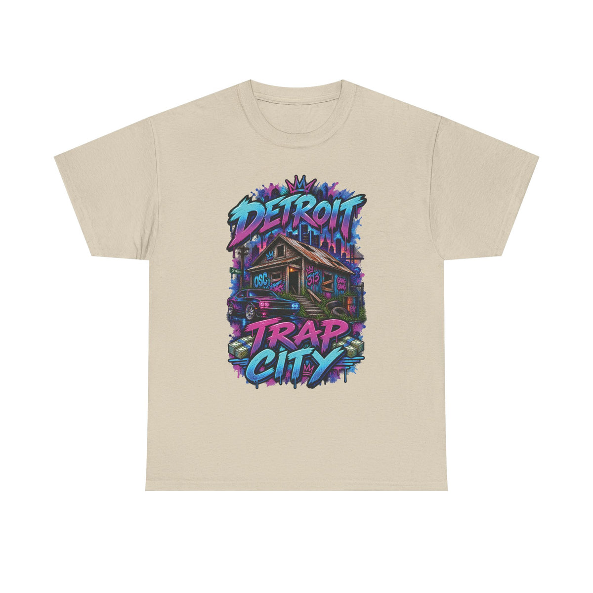 Detroit Trap City Tee | Urban Graffiti Streetwear, Neon Hip Hop Design