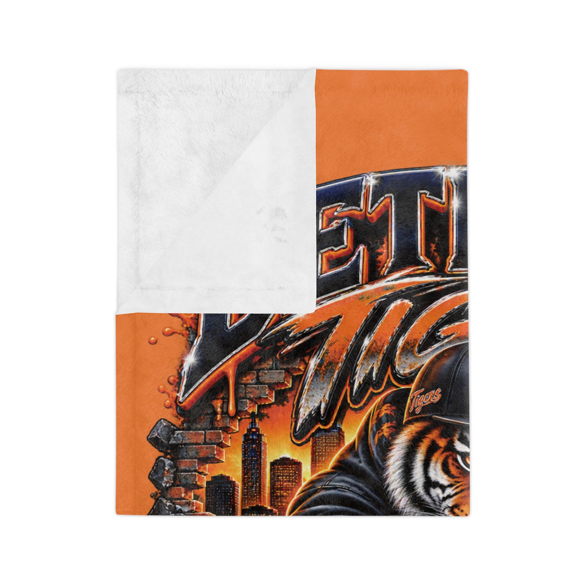 Detroit Tigers Tiger Mascot Blanket | 313 Always Claps Back Velveteen Microfiber