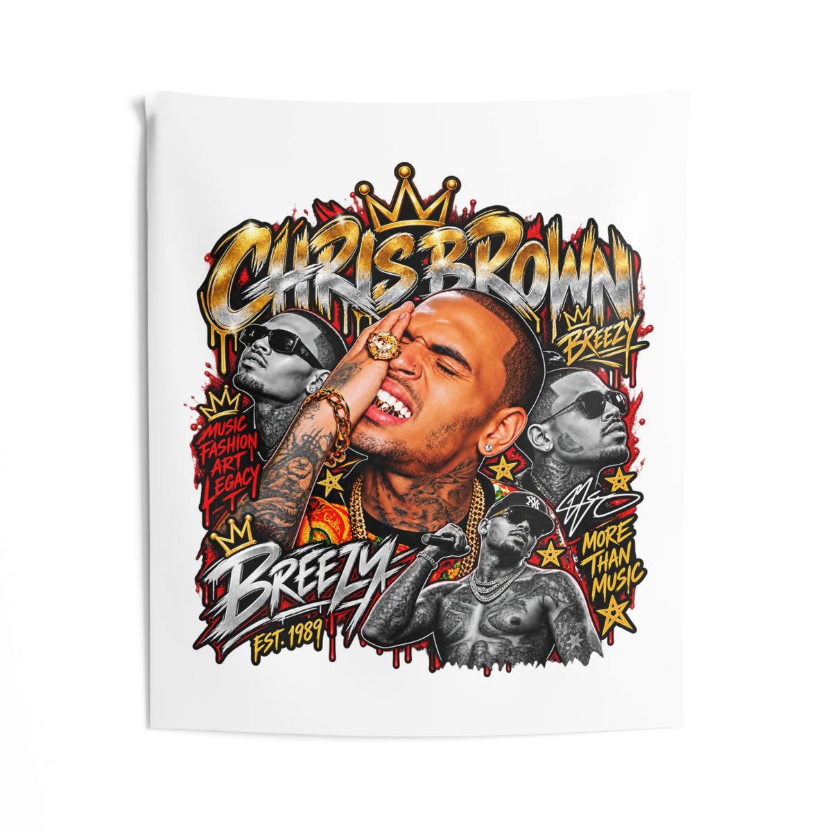 Hip Hop Graffiti Portrait Indoor Wall Tapestry | Urban Music Collage