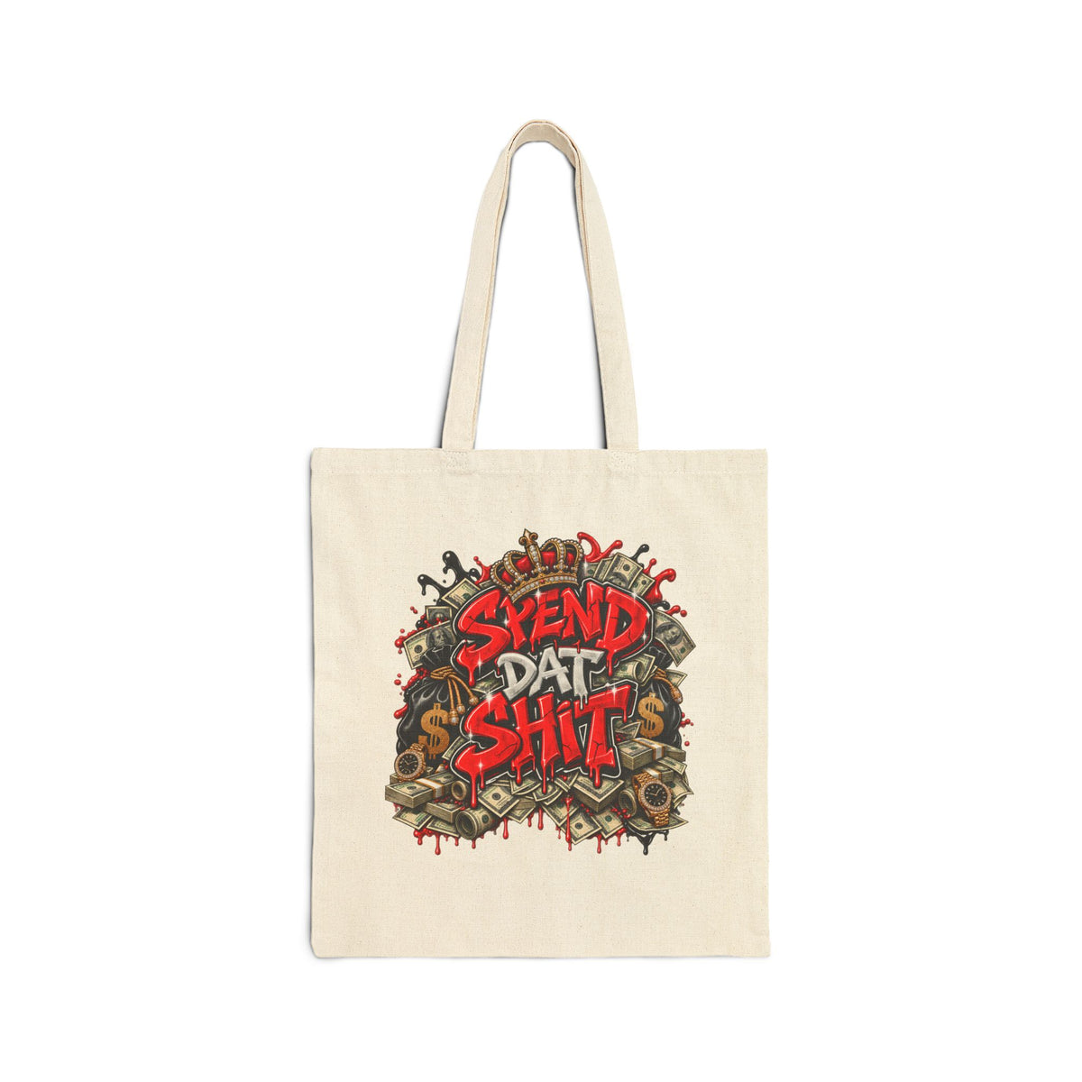 Spend Dat Shit Tote Bag | Graffiti Money Skull Design