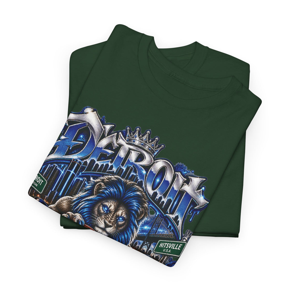 Detroit Basketball Lion Graphic Tee | City Streetball Detroit D Logo