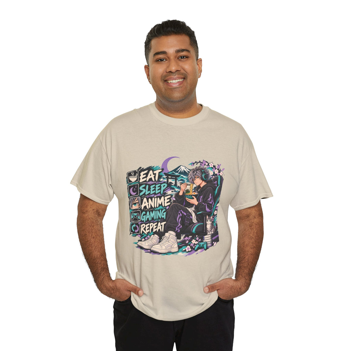 Eat Sleep Anime Gaming Repeat Video Game Graphic T-Shirt