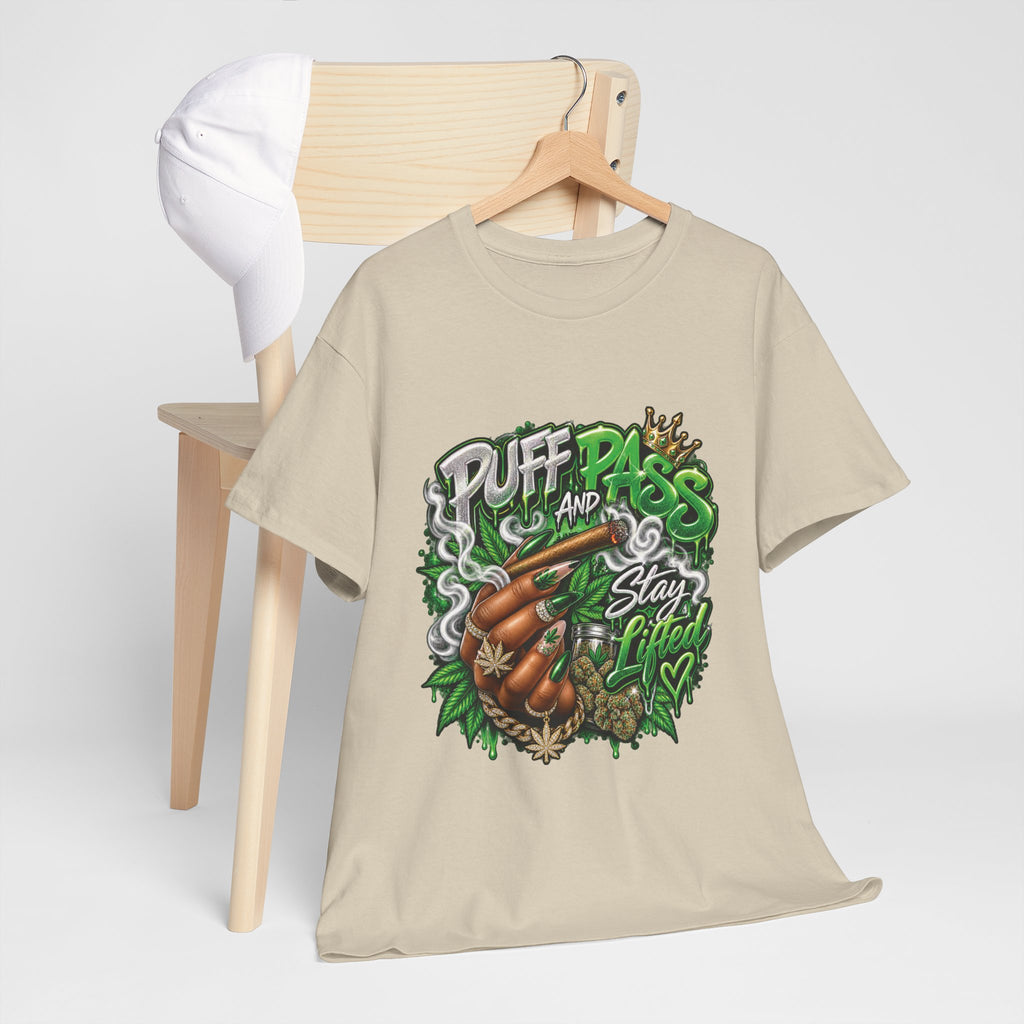 Puff and Pass Stay Lifted T-Shirt | Cannabis Leaf Graphic Tee