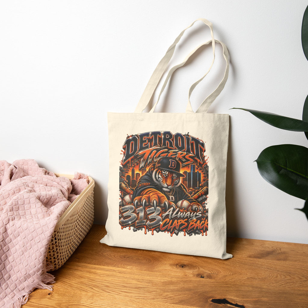 Detroit Tigers Graphic Tote Bag | Baseball Logo, Urban Vintage Illustration