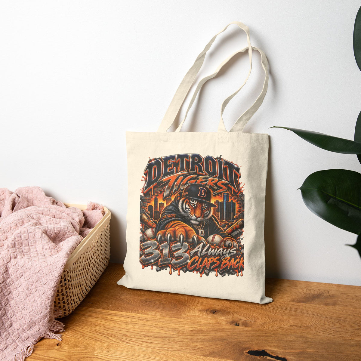 Detroit Tigers Graphic Tote Bag | Baseball Logo, Urban Vintage Illustration