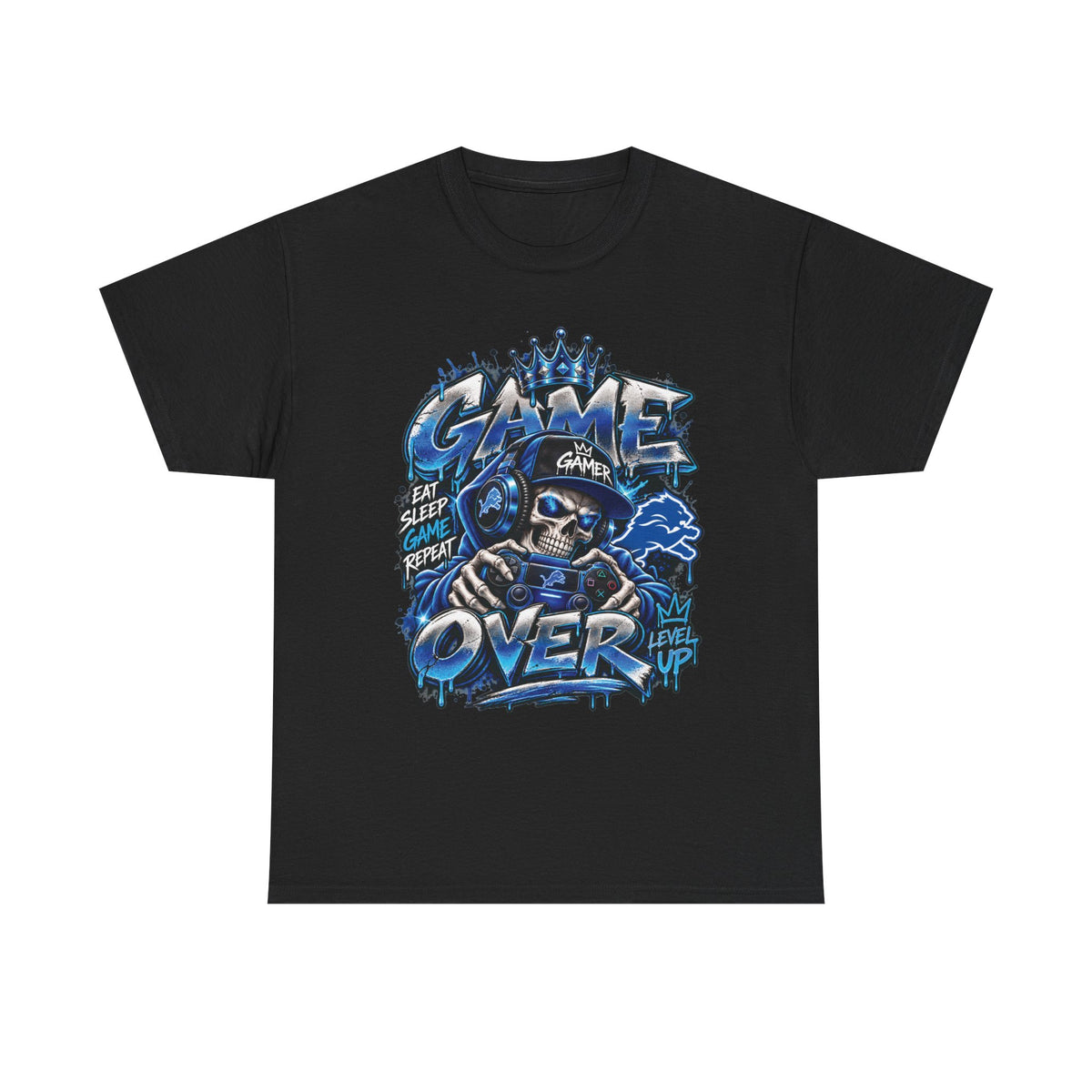 Game Over Skull Gamer Tee | Video Game Controller Graphic Shirt