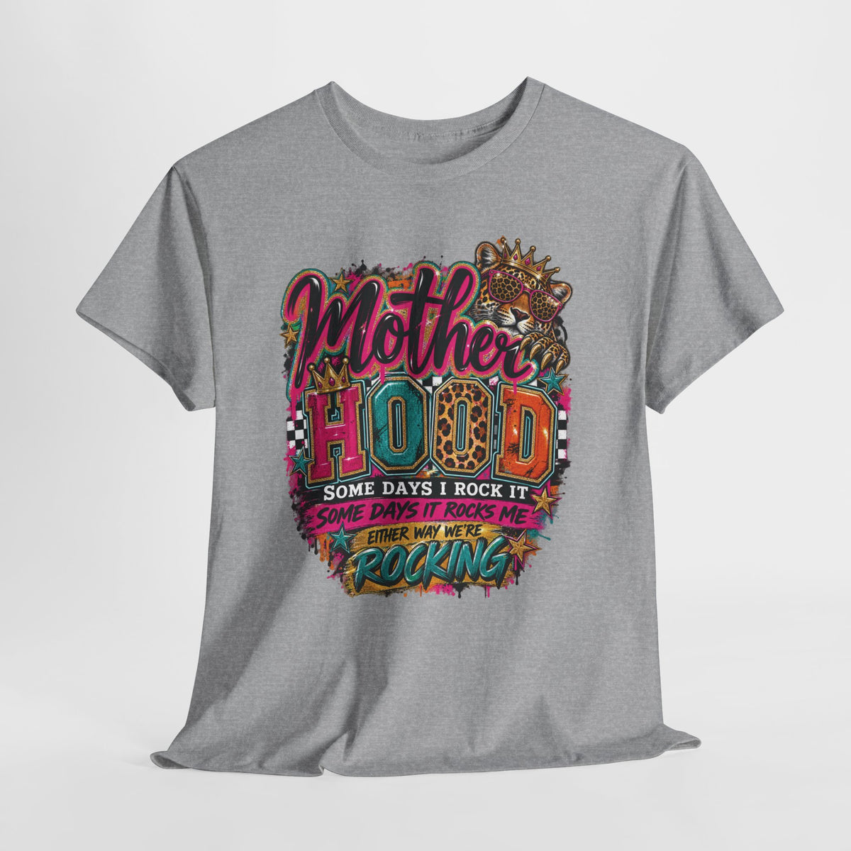 Motherhood Graphic Tee | Colorful Retro Rocking Mom Design