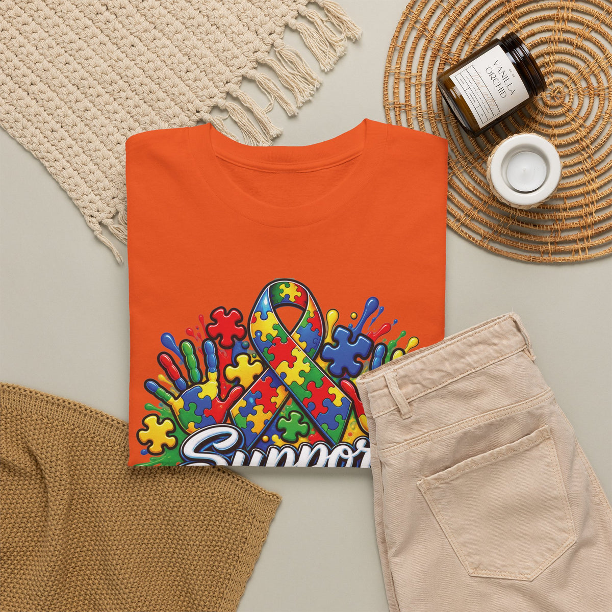 Support Squad T-Shirt | Autism Awareness Ribbon, Puzzle Heart Design