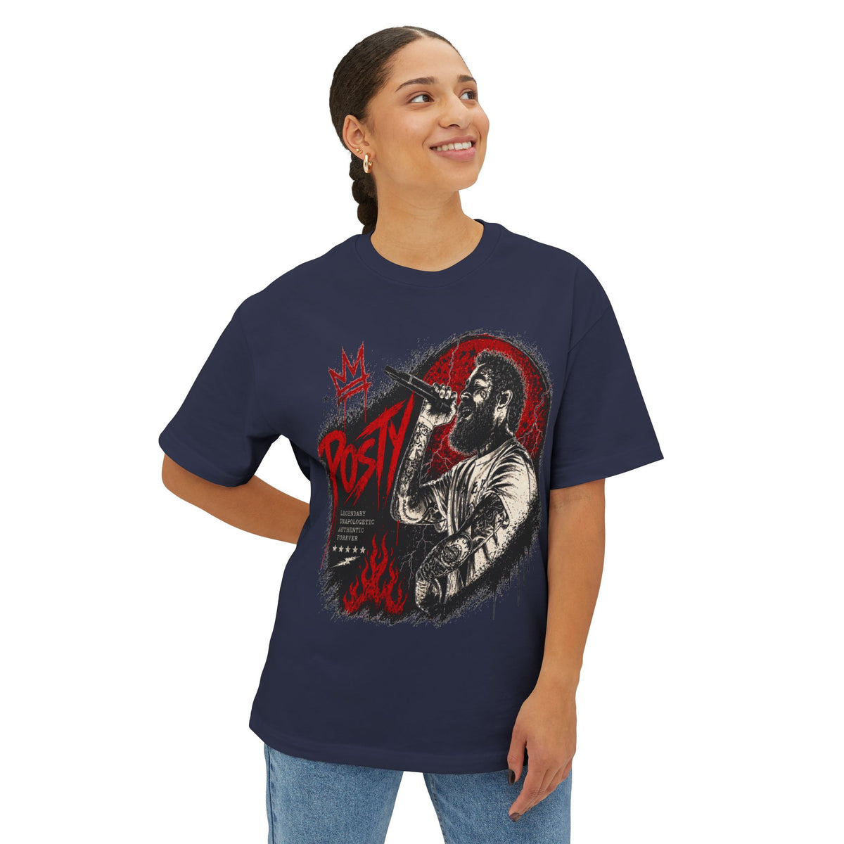 Malone Singer Microphone Illustration Concert Tee | Retro Rock Rap Portrait