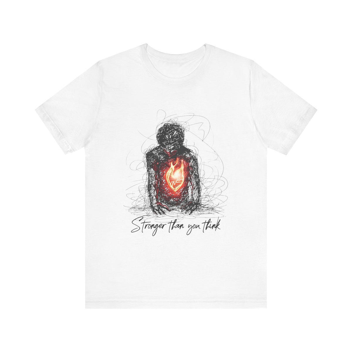 Flaming Heart Figure Tee | Stronger Than You Think graphic shirt