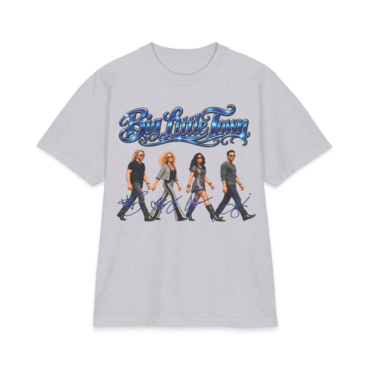 Big Little Town County Team T-Shirt | Band Member Silhouette Crossing Road