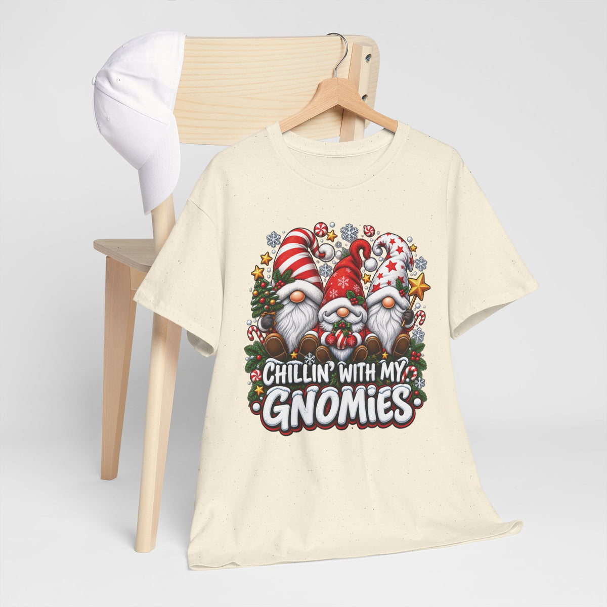 Chillin' With My Gnomies T-Shirt | Christmas Gnome Trio Tee