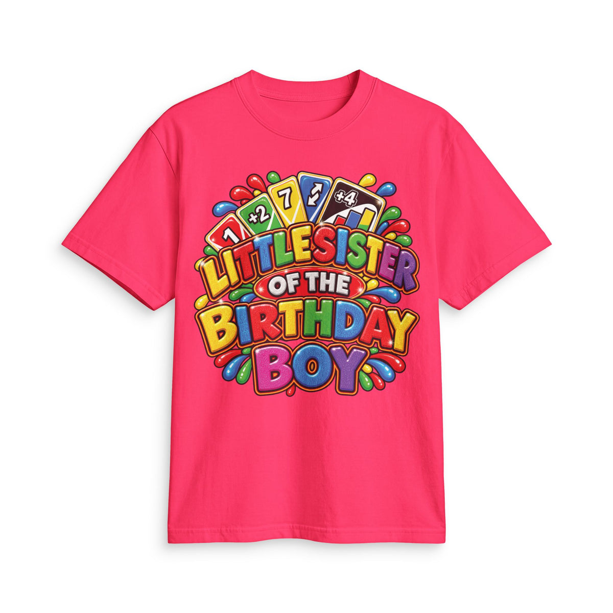 Little Sister of the Birthday Boy T Shirt | Colorful Birthday Siblings Design