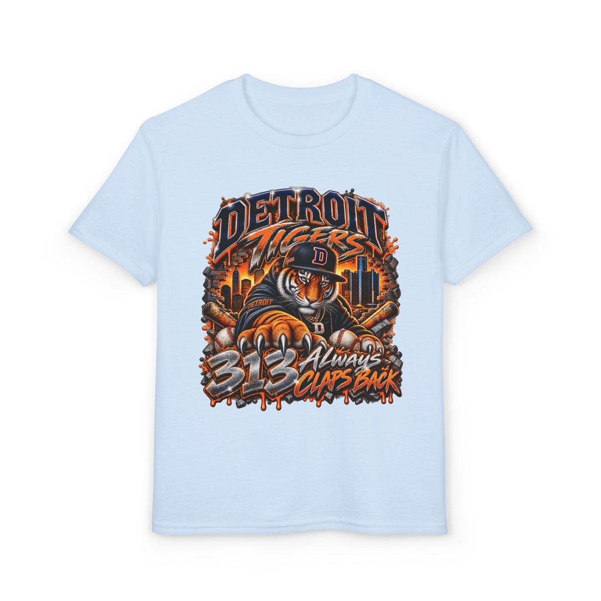 Detroit Tigers Tiger Mascot T-Shirt | 313 Always Claps Back