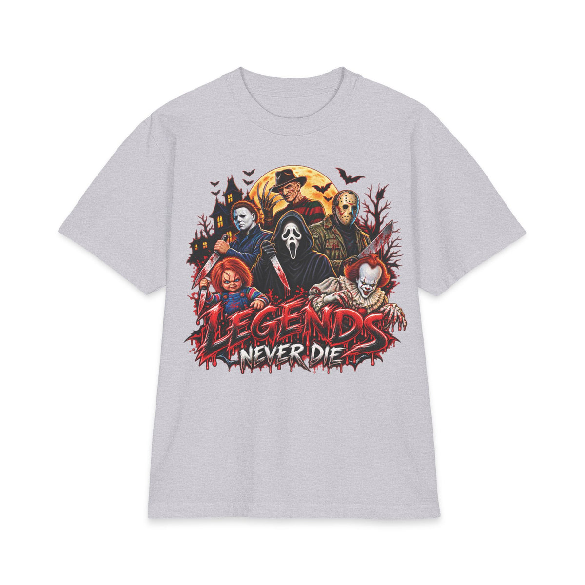Horror Movie Icons Legends Never Die T-Shirt | Slasher Mask Collage