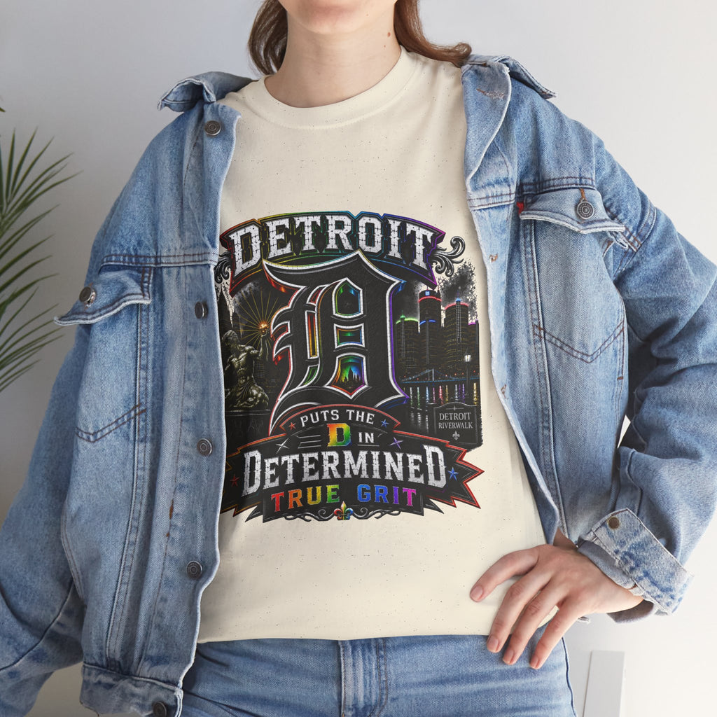 Detroit D Skyline Determined True Grit T-Shirt | City Pride Tee