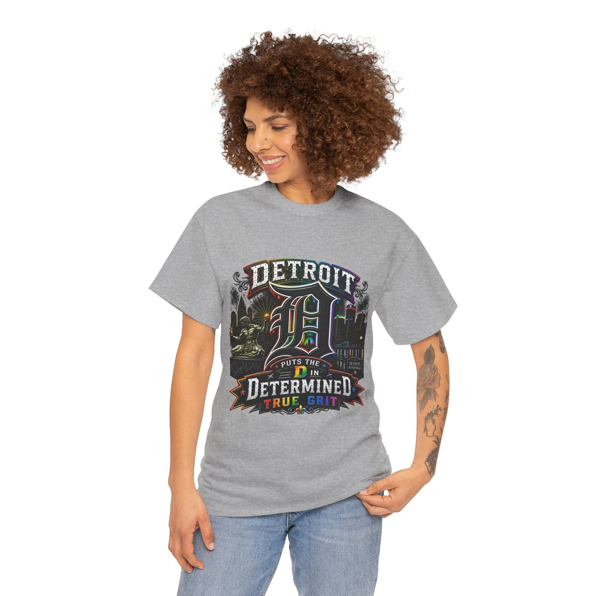 Detroit D Skyline Determined True Grit T-Shirt | City Pride Tee