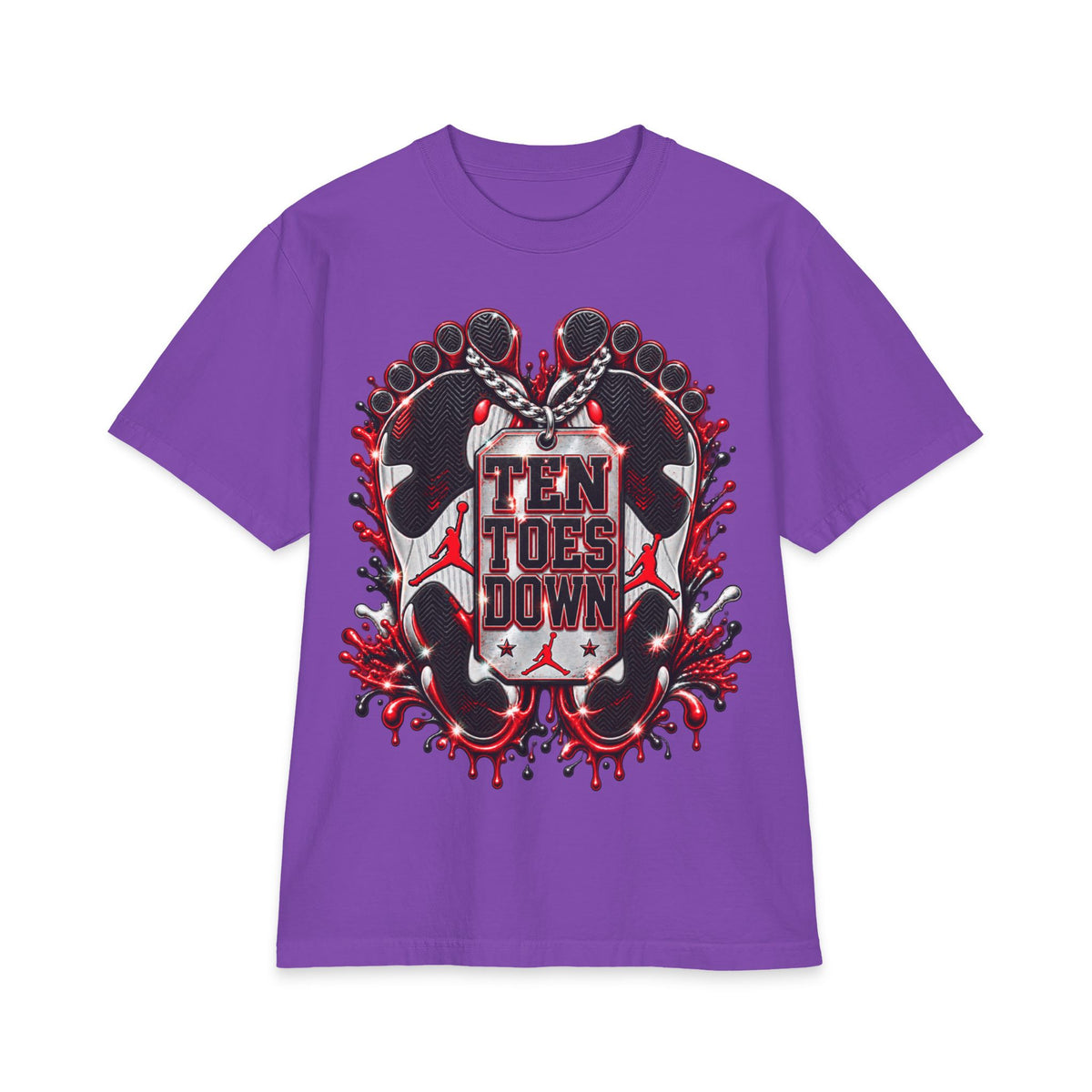 Ten Toes Down feet graphic T-Shirt | streetwear, red black emblem